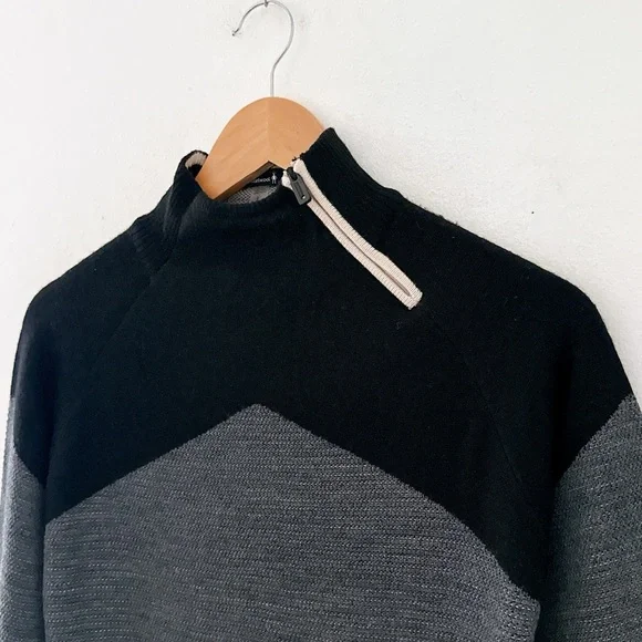 SmartWool Merino Wool Ski Sweater Cabincore Funnel Neck Large Black - Picture 4 of 12